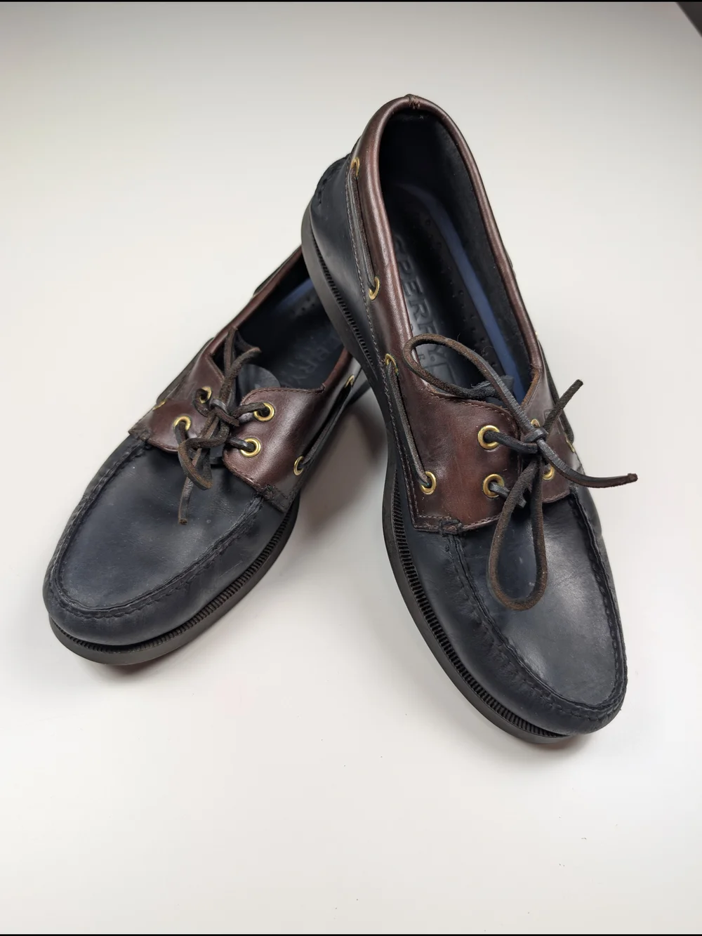 Sperry Top-Sider Original 2-Eye Boat Shoes Black Brown Leather Men 11 S